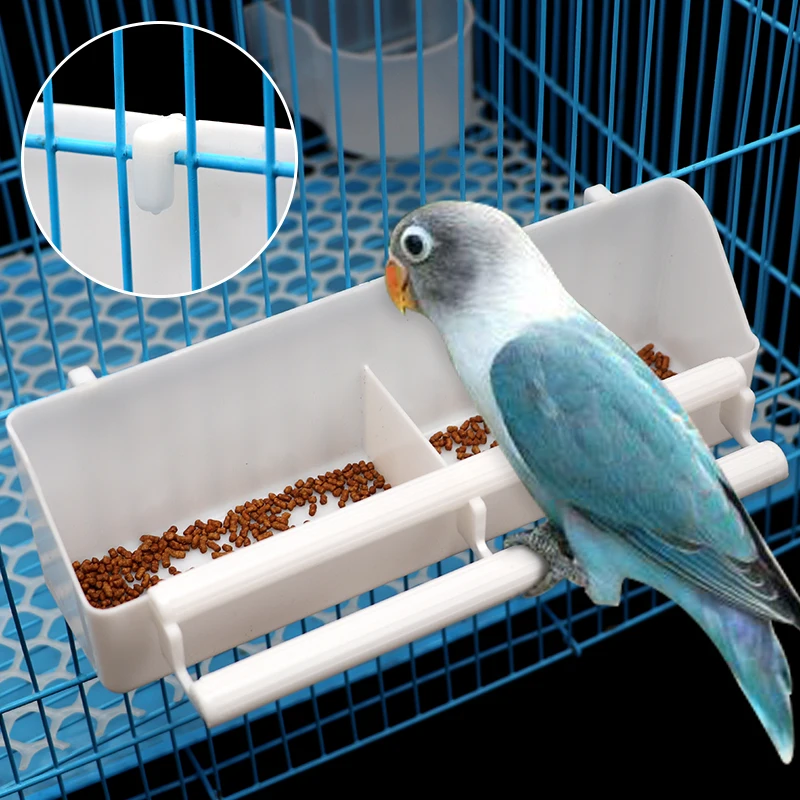 Parrots Feeder Hanging Bowl Box Cover Food Water Trough Pet Accessories Thickening Bird Cage Two Squares Bird Accessories
