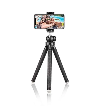 

Portable Cell Phone Tripod Extendable Adjustable Tripod Stand with Cellphone Mount Rubber Mobile Phone Selfie Tripod Longest 110