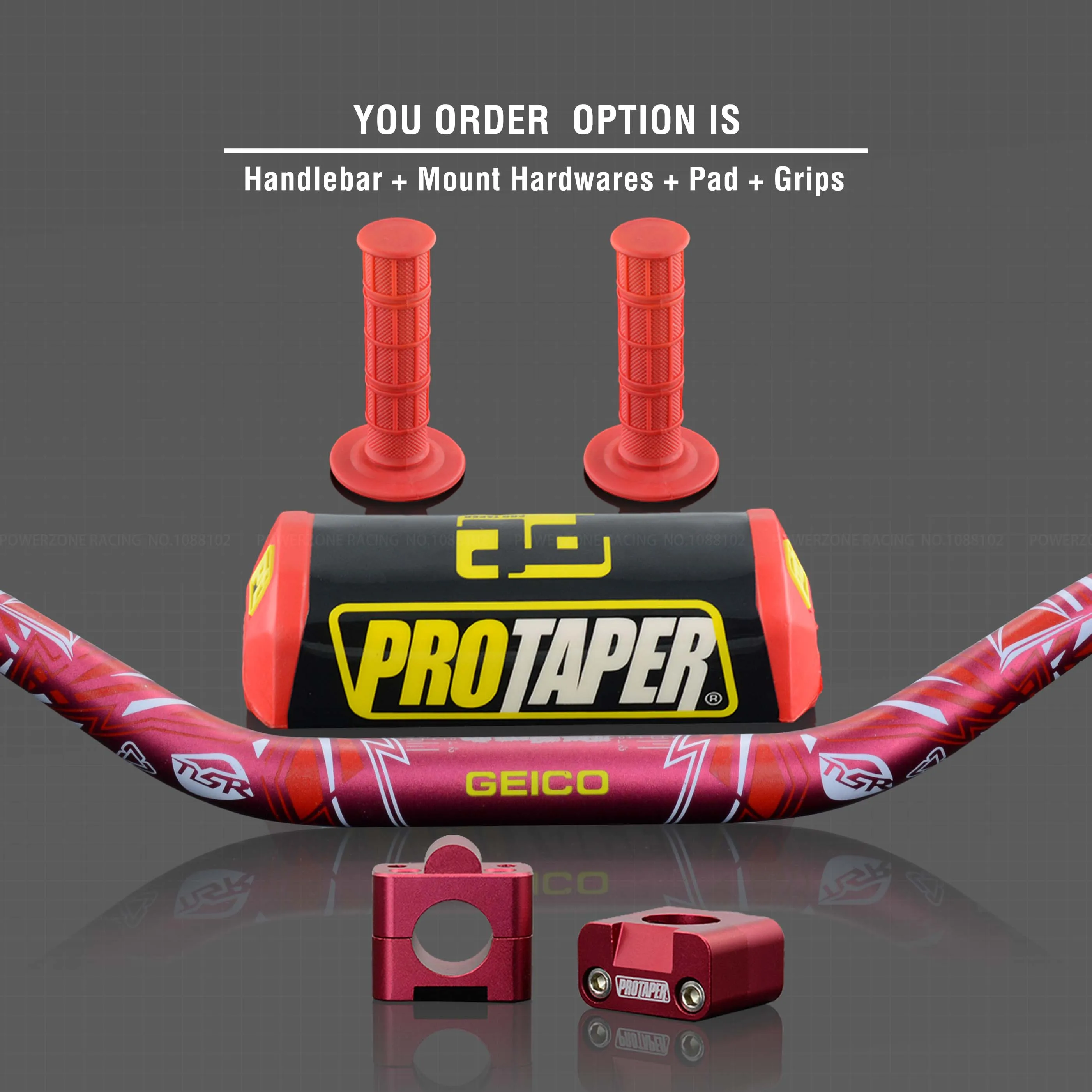 Red Full Kit Руль для Pro Taper Pack Bar 1-1/" Классическая дверная ручка барные Колодки Ручки Pit Pro Racing Dirt Pit Bike мотоцикл с адаптер cnc - Цвет: Red Full Kit