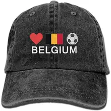 Бельгия Футбол Унисекс вареная джинсовая бейсболка Регулируемая задняя застежка Дальнобойщик шляпа папа шляпа