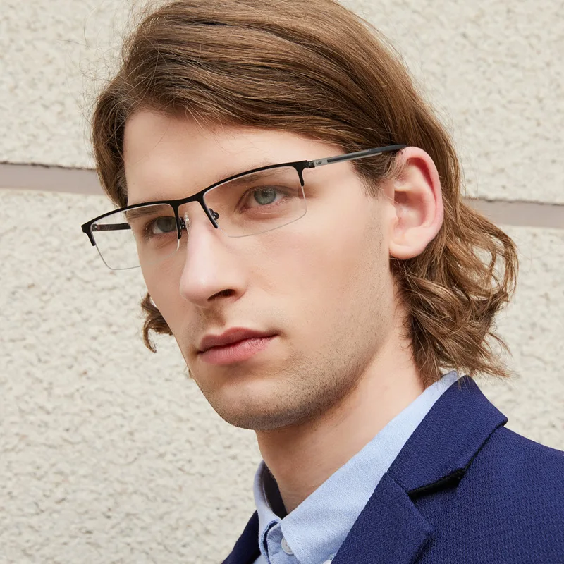 

Alloy Glasses Frame Men Myopia Prescription Eyeglasses Frames Half Rim Optical Eyeglass Frame Clear Lens Eyewear Oculos Korean