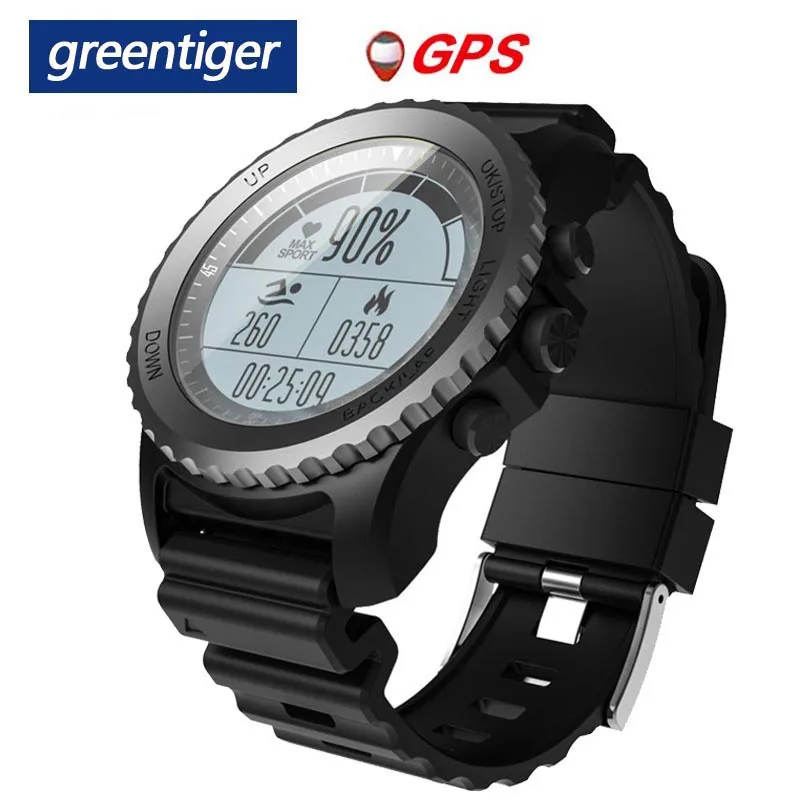 Greentiger S968 gps Смарт-часы IP68 водонепроницаемый монитор сердечного ритма спортивные наручные часы шагомер для плавания мужские уличные умные часы