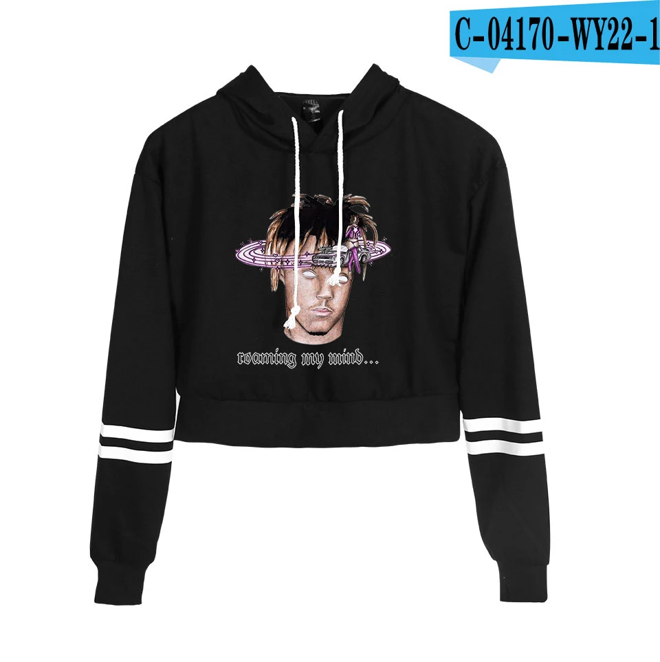 Личность R.I.P. Respect Rapper Juce Wrld толстовка женская с высокой талией Juice Wrld толстовки Сексуальная Толстовка весна лето - Цвет: black