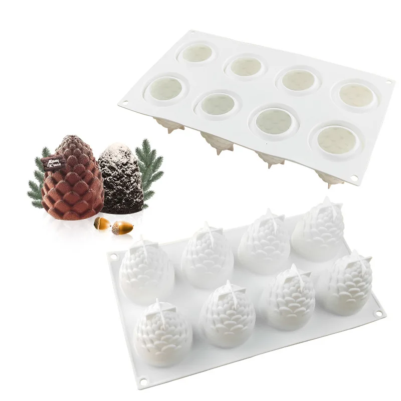 

New 8 Hole Christmas Nuts Pine Cones Shape Silicone Cake Mold 3D Cupcake Jelly Pudding Cookie Muffin Soap Mould DIY Baking Tool