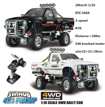 شراءكامل مقياس 1/10 2.4G RC سيارة 4WD راديو التحكم عن بعد سيارة 4X4 رافعة شاحنة خفيفة لنقل السلع 20km/ساعة RC سيارات للبالغين Wltoys على الطرق الوعرة سيارة