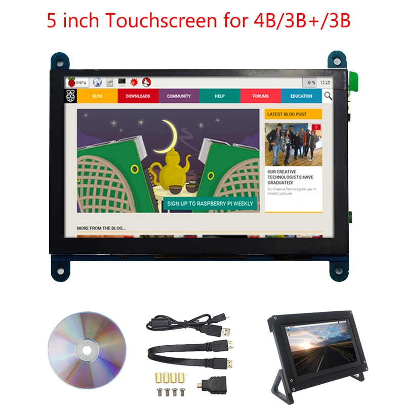 Raspberry Pi 4 Model B ЖК дисплей с сенсорным экраном 5 дюймов емкостный модуль дисплея 800*480