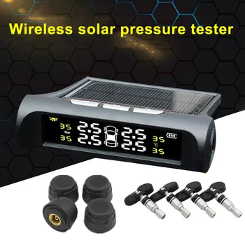 

Car TPMS Tire Pressure Monitoring System Tester Smart Solar Energy Digital LCD Display Automatic Security Alarm Professional
