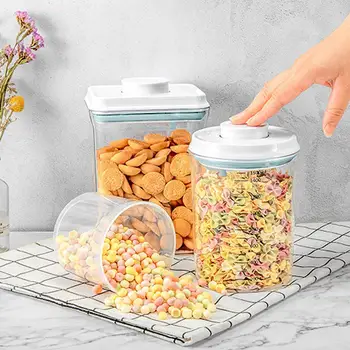 

2000ML Snap Kitchen Sealed Storage Box Crisper Grains Food Storage Tank Household Food Containers for Dry Cereals Measure Cups