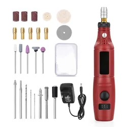 Mini perceuse électrique 27 pièces, ensemble d'outils électriques 3 vitesses variables stylo à graver Kit d'accessoires de meulage multifonction 