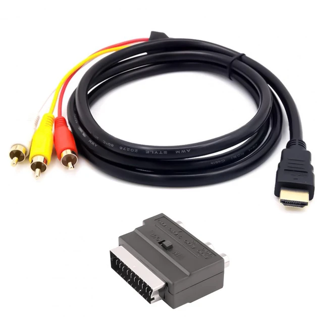 HDMI-compatible To 3Rca Scart Two-In-One Adapter Cable 1.5M Male S-Video To  3 Rca Av Audio Cable 3 Rca Phono Adapter - AliExpress