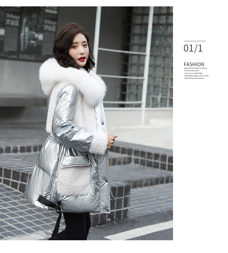 Зима, стиль, Xcmz7199, с меховым воротником, корейский стиль, элегантный западный стиль, хлопковая стеганая одежда для женщин