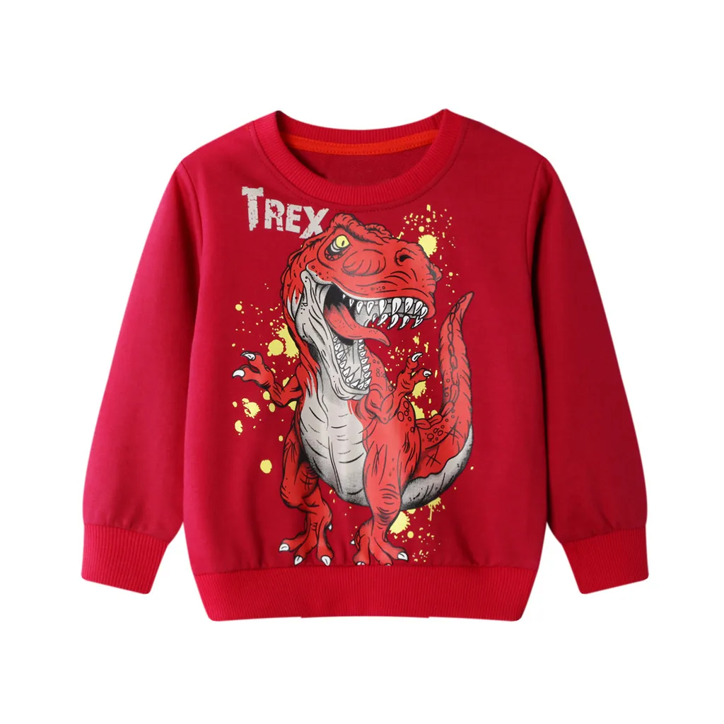 Toddler Kids Spring Autumn Children Hoodies Baby Boys Girls Sweatshirts Cartoon Long Sleeves Sweater Kids Dinosaur Top Clothes