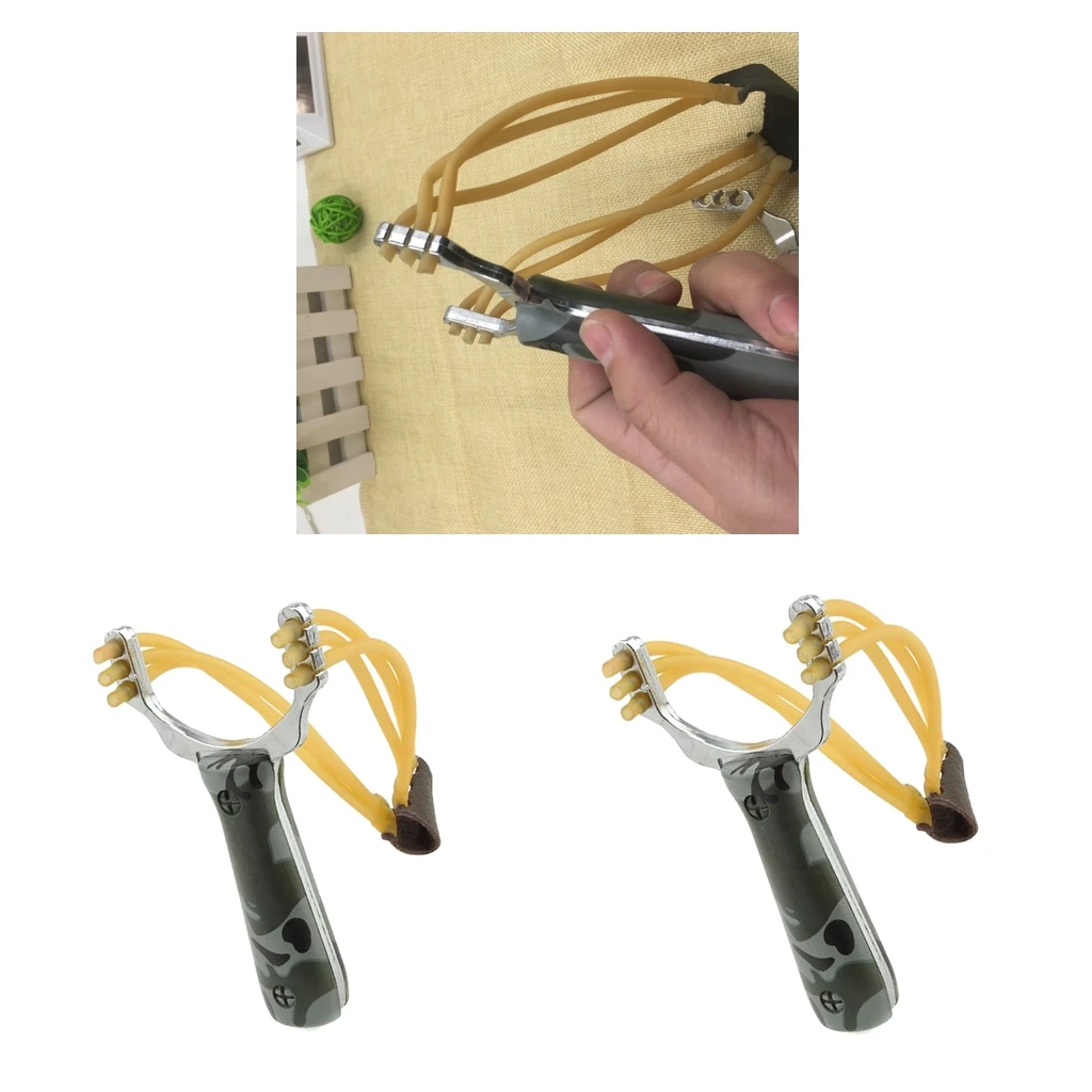 2pc Outdoor Slingshot Wooden Handle High Velocity Game Playing Tools Camo