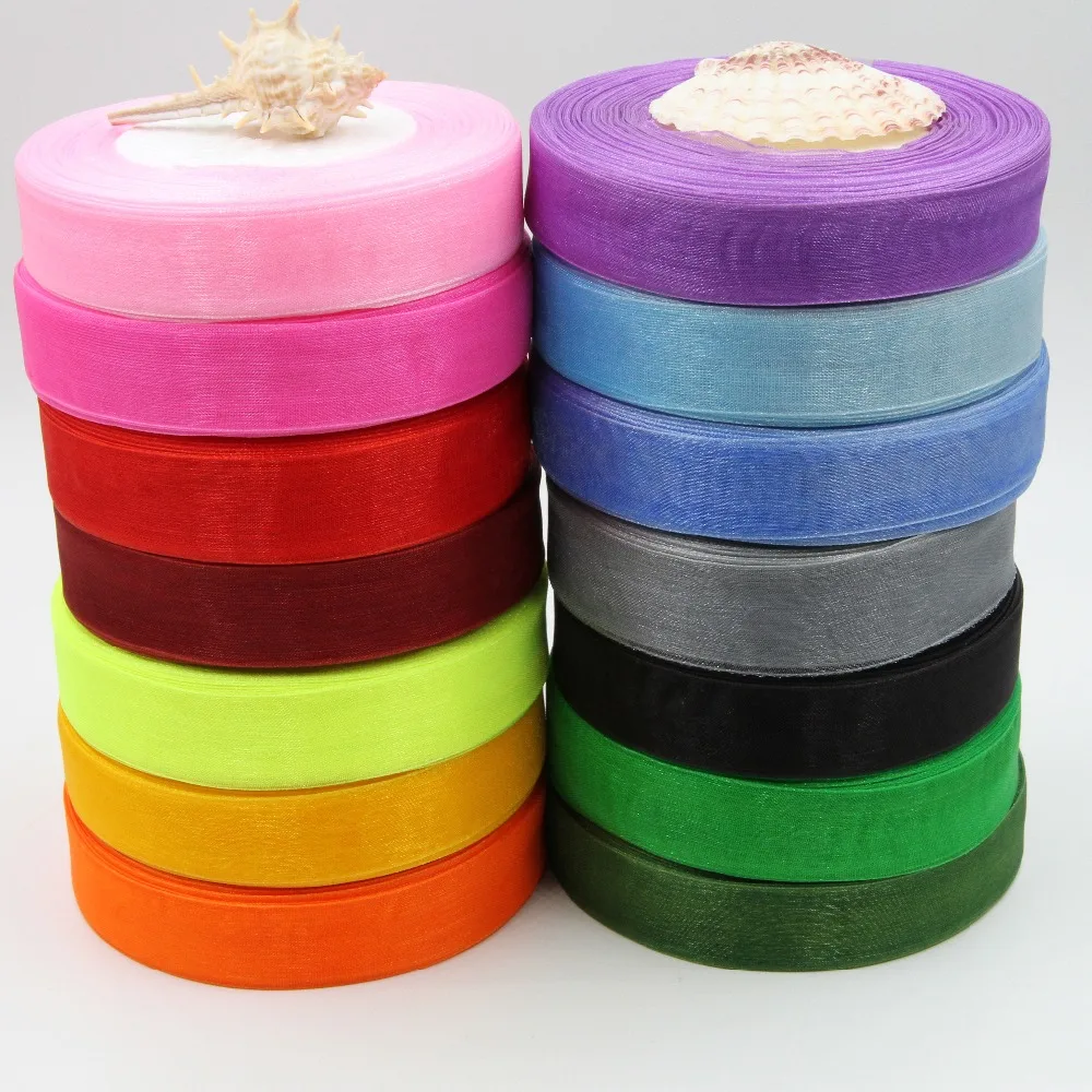 Organza Ribbon 50yards/roll Wholesale gift wrapping wedding party decoration Christmas silk ribbons lace fabric 25/40mm | Дом и сад