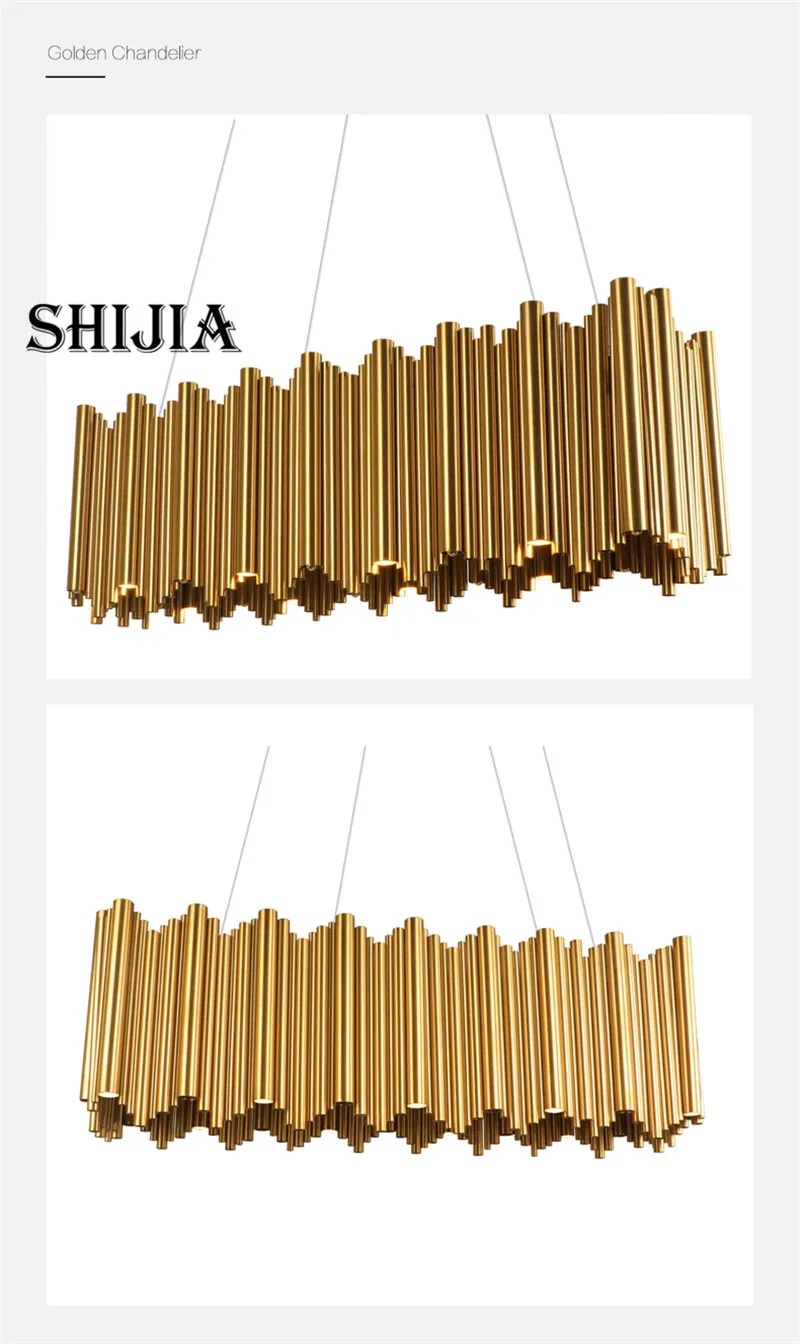 Stainless Steel Tube Chandelier Of Rectangular Shape Apply to Dining Room LED Lighting With Bulbs