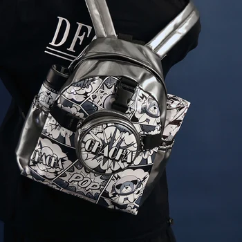 

Comic Hip Hop Street Schoolbag Japanese college style cool laser backpack female cute girl funny fashion 2 pcs backpacks