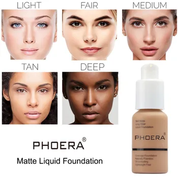 

PHOERA 10 Colors Foundation Makeup Liquid Foundation Matte Oil Control Concealer Cream maquillage 1 PC