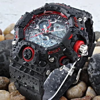 

EPOZZ Male Digital Sports Watch Men G Style Rubber Strap waterproof Shock Resistant Watch Big Dial Alarm relogio masculino
