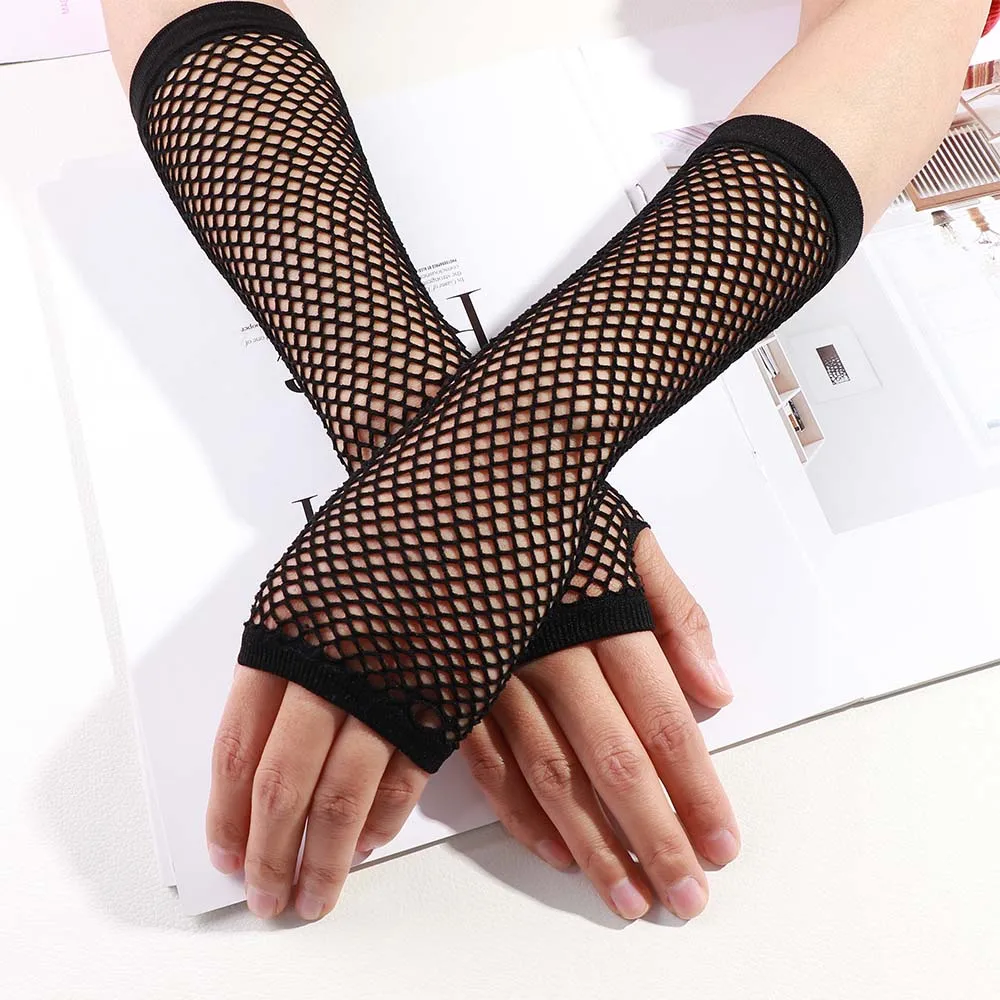 Fishing Net Gloves Long Section Women's Gloves Lady Dance