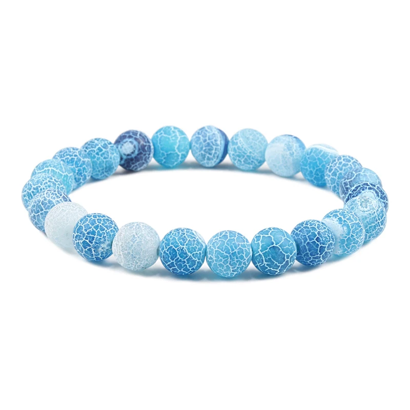 8mm Blue 6 мм 8 мм 10 мм натуральный цветной Состаренный камень браслеты для женщин и мужчин трещин масло диффузор бусины Браслет Подвески прядь ювелирный подарок - Окраска металла: 8mm Blue