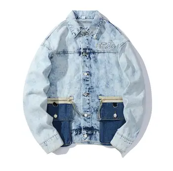 

2019 new denim jacket men's men's hip hop men's retro denim jacket jacket street casual bomber jacket Harajuku fashion coat