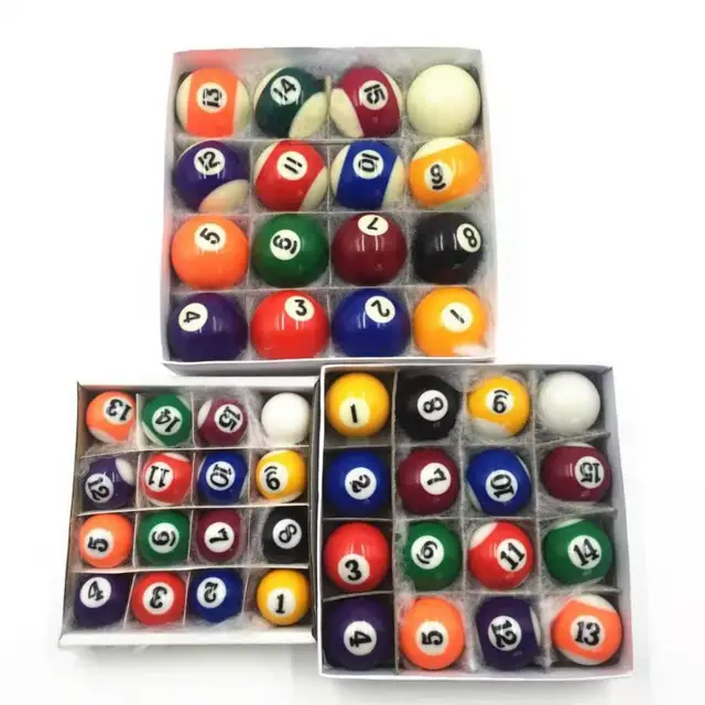 Mini Billiards Table Balls Set for Children, Polyester Resin, Complete Set, Kid, 25mm, 32mm, 38mm, 16Pcs 1