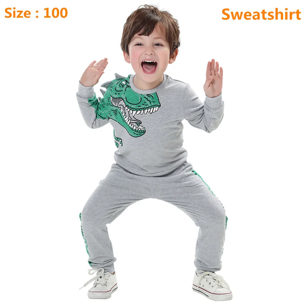 Only Sweatshirt 3Y Детский костюм со свитером мягкий спортивный осенний свитер для мальчиков Детский комплект с длинными рукавами и рисунком динозавра, однотонные детские толстовки с героями мультфильмов - Цвет: Only Sweatshirt 3Y