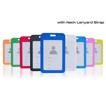 

ID Holder with Neck Lanyard Strap ID Badge Holder Clear Waterproof Multi-Colored ID Card Holder with 1 Credit Card Slot