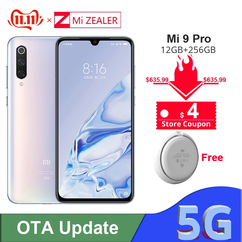 Оригинальный Xiaomi Mi 9 Pro 5G Snapdargon 855 Plus 12 Гб ОЗУ 256 ПЗУ 48мп камера AI аккумулятор 4000 мАч