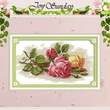 

Chinese Colorful Flower Counted Cross Stitch 11CT Printed 14CT Cross Stitch Set wholesale Cross-stitch Kit Embroidery Needlework