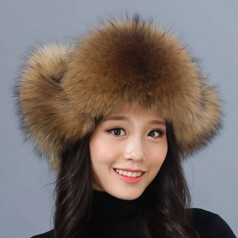 Tide Fox Maomaozi одежда для родителей Jilei Feng cap Northeast на открытом воздухе кожаные и меховые шапки женские теплые наушники Лыжная шляпа - Цвет: Raccoon character