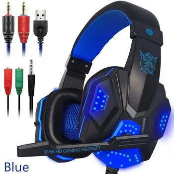 

TWISTER.CK Professional Led Light Gaming Headphones For Computer Adjustable Bass Stereo PC Gamer Over Ear Wired Headset With Mic