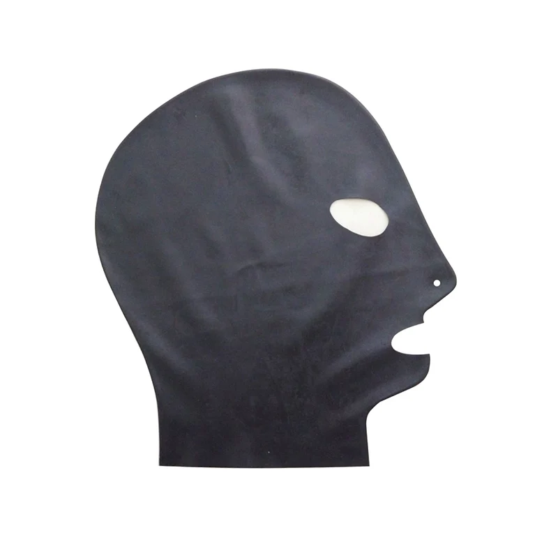 Латекс фетиш маска капоты без молнии Версия бесшовные Стандартный капюшон глаза ноздри рот черный или красный цвет - Цвет: Black L no zipper