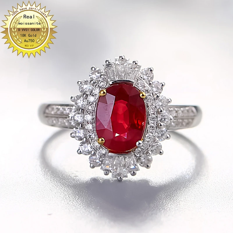 10K Золотое кольцо лабораторное создание 1.5ct рубин и моиссанит АЛМАЗНОЕ КОЛЬЦО с