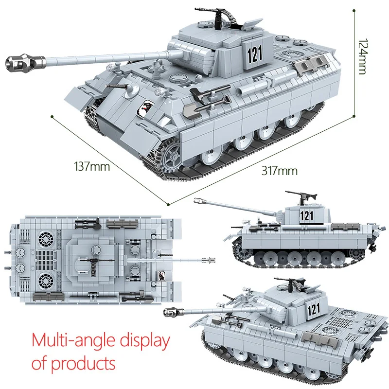 Новый 990 шт военный WW2 пантера Танк 121 строительные блоки Technic City модель солдат