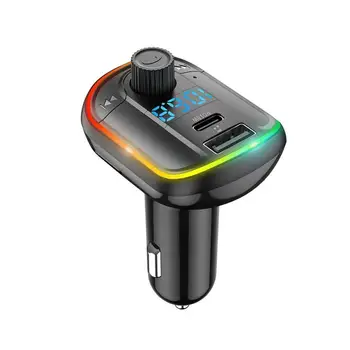 

PD 18W Car Mp3 Player Bluetooth 5.0 FM Transmitter 7-color Mood Light USB Car Charger TF / U Disk Music Play