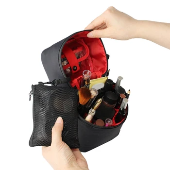 

Women's Trip Make Up Box Barrel Shaped Cosmetic Bag Makeup Organizer Toiletry Zipper Pouch Accessories Supplies for Travel