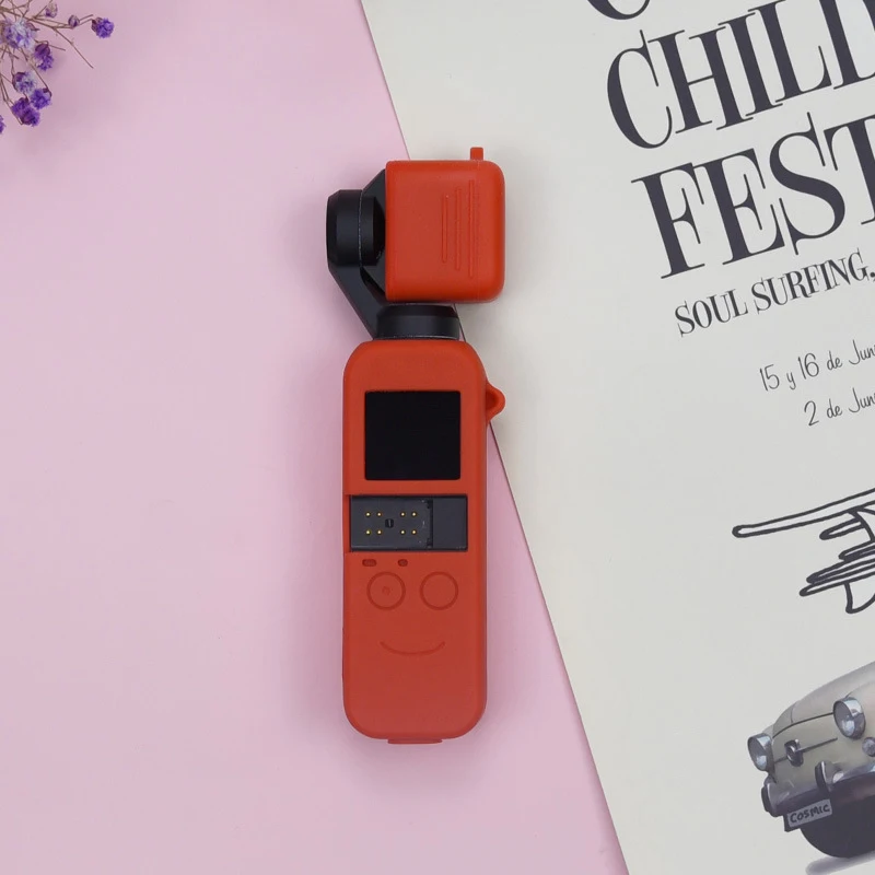 Red Мягкий силиконовый чехол, корпус, противоскользящий чехол для DJI OSMO Pocket Handheld Gimbal camera 999 - Цвет: Red