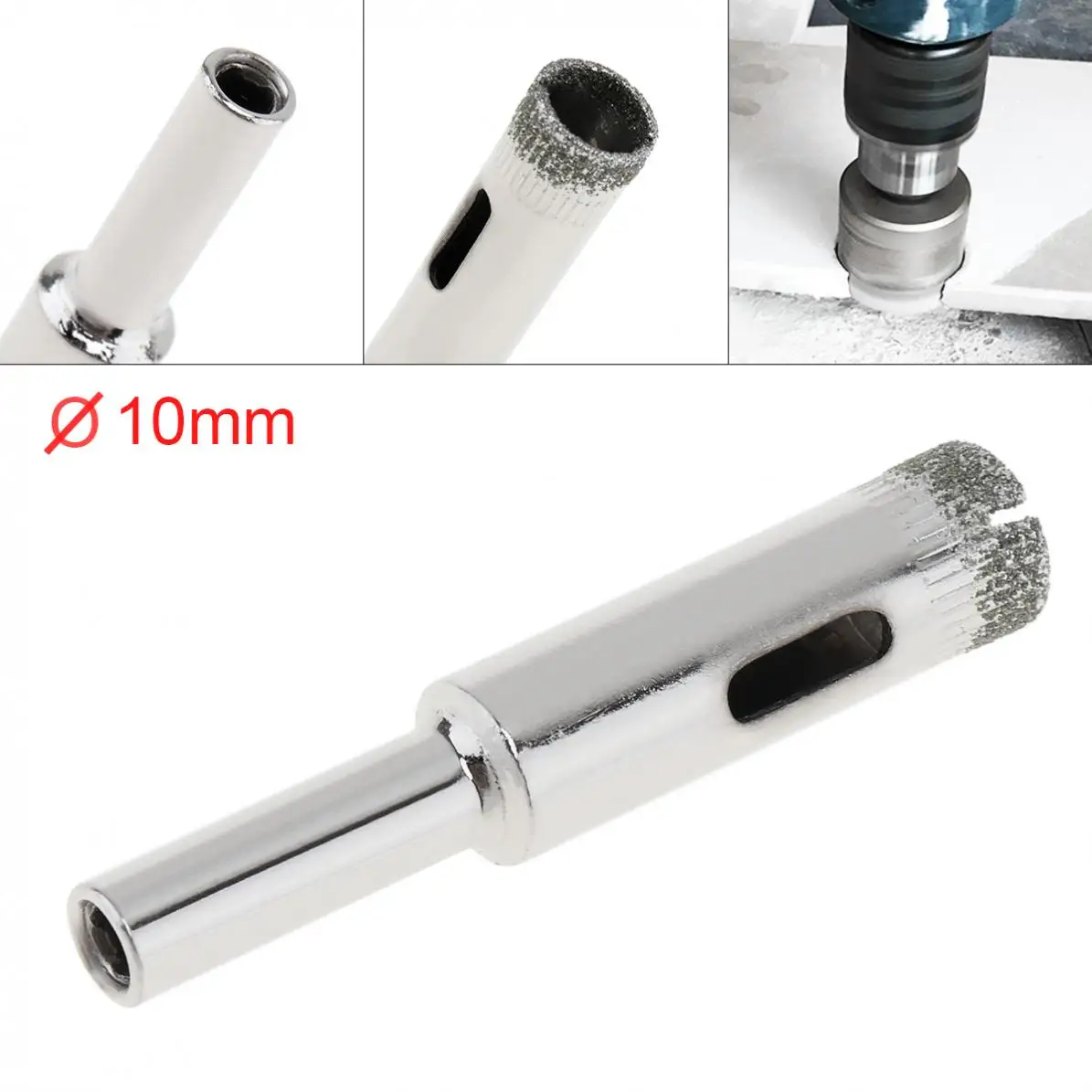 

10mm Drill Bit Diamond Coated Core Hole Saw Drill Bit Set Tools Glass Drill Hole Opener for Tiles Glass Ceramic