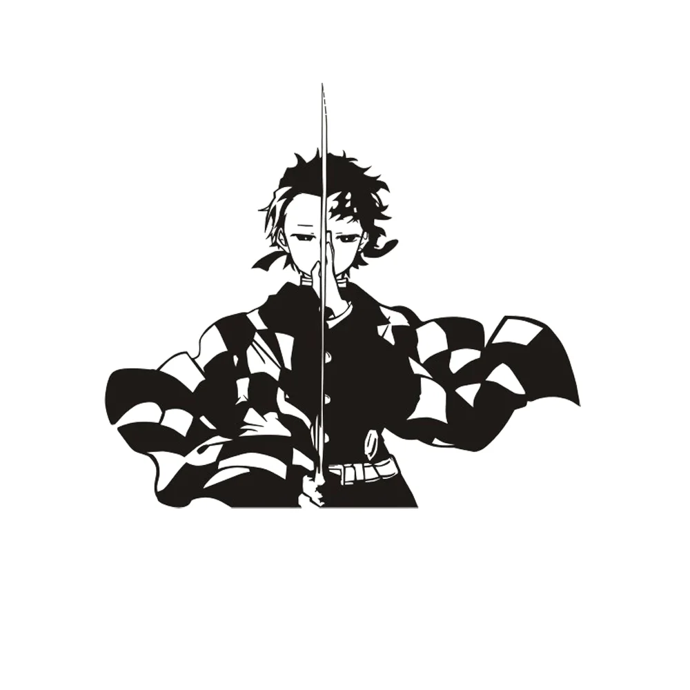 Demon Slayer Tanjiro Black & White Sticker - Anime PNG Stickers