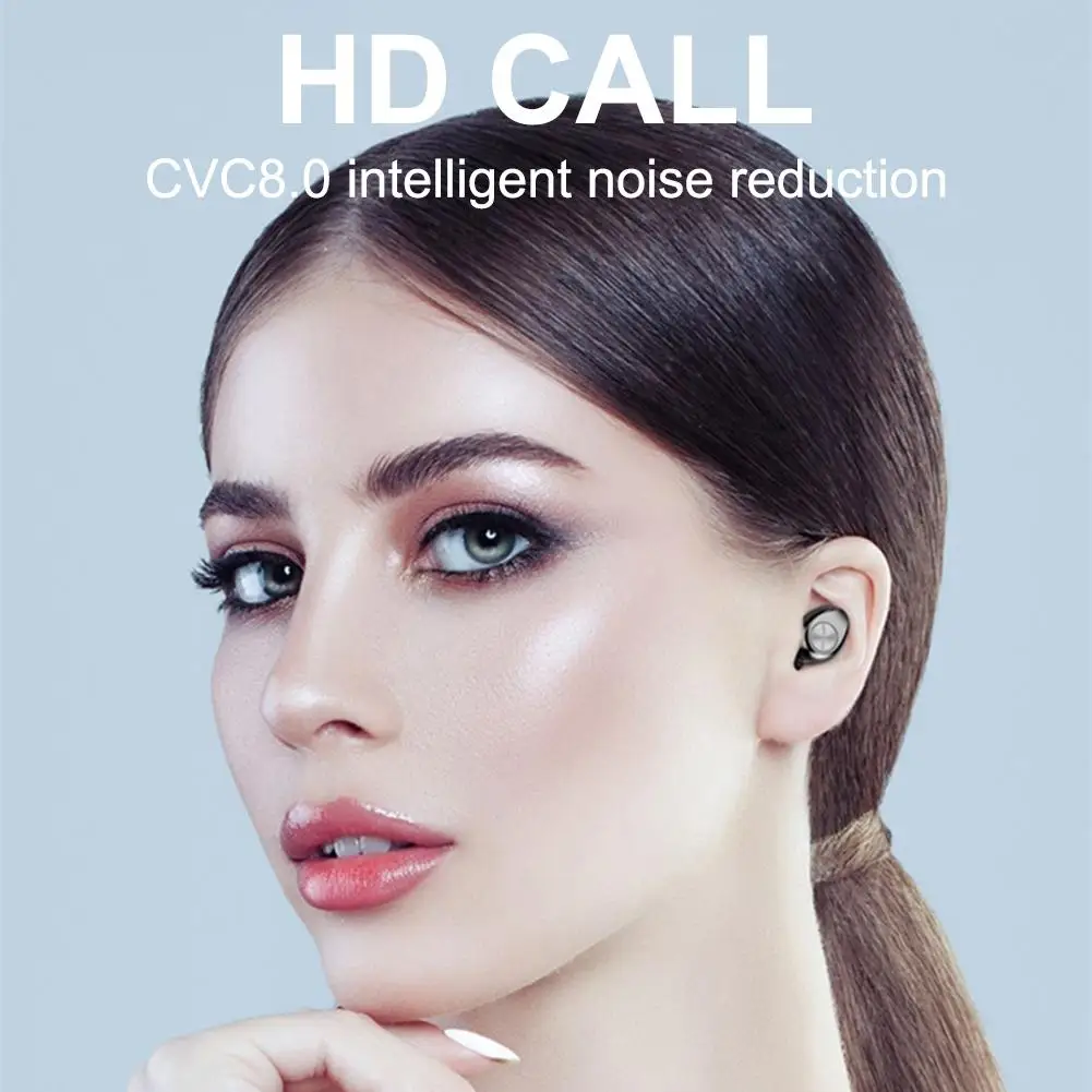 Mini Bluetooth 5.0 Earphone TWS Wireless Head phone Stereo Charging Bein Sport Headset with 2000mAh Power Earphones