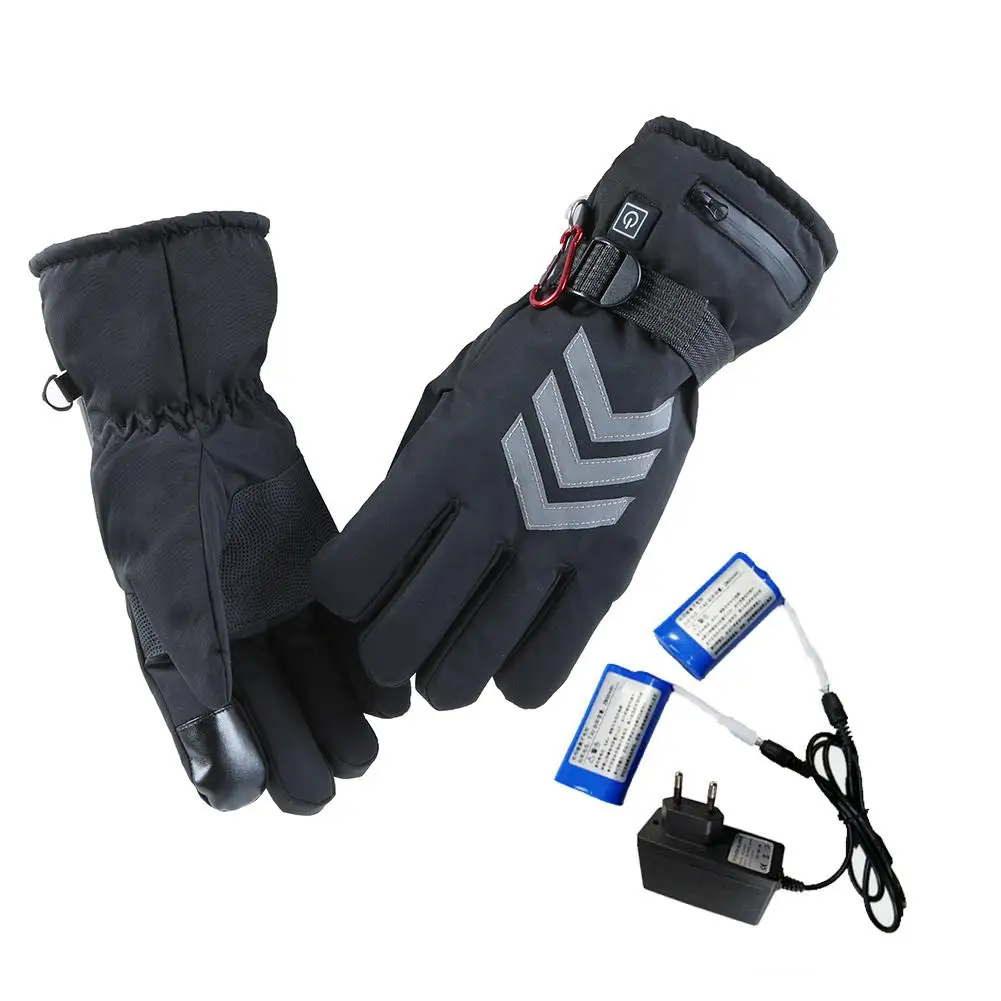 Трехскоростной термостат, электрические нагревательные Светоотражающие перчатки, перчатки для катания на мотоцикле, перчатки с подогревом, литиевая батарея