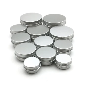 

100Pcs Aluminum Jars 5g/10g/15g/20g/30g/50g/60g Metal Empty Cosmetic Face Care Eye Cream Lip Balm Gloss Packaging