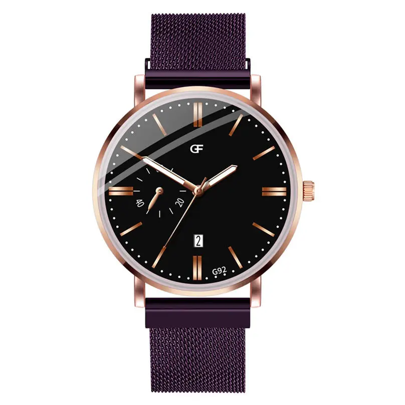 Men's Fashion Casual Business Watch Simple Magnet Buckle Mesh With Analog Men Quartz Watches 3D12 (5)