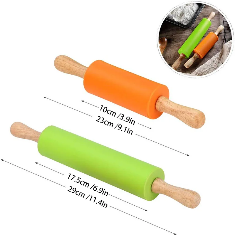 Антипригарная деревянная ручка, силикон Скалки для выпечки инструменты для приготовления теста, муки ролик