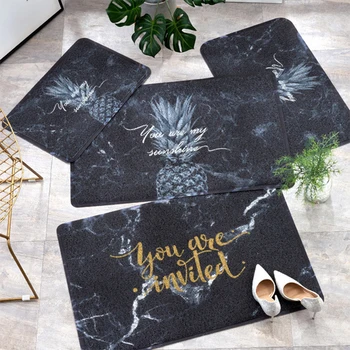 

Extra Durable PVC Rubber Door Mat Heavy Duty Marble Pattern Indoor Outdoor Rug Waterproof Easy Clean Doormat for Entry Rug Black