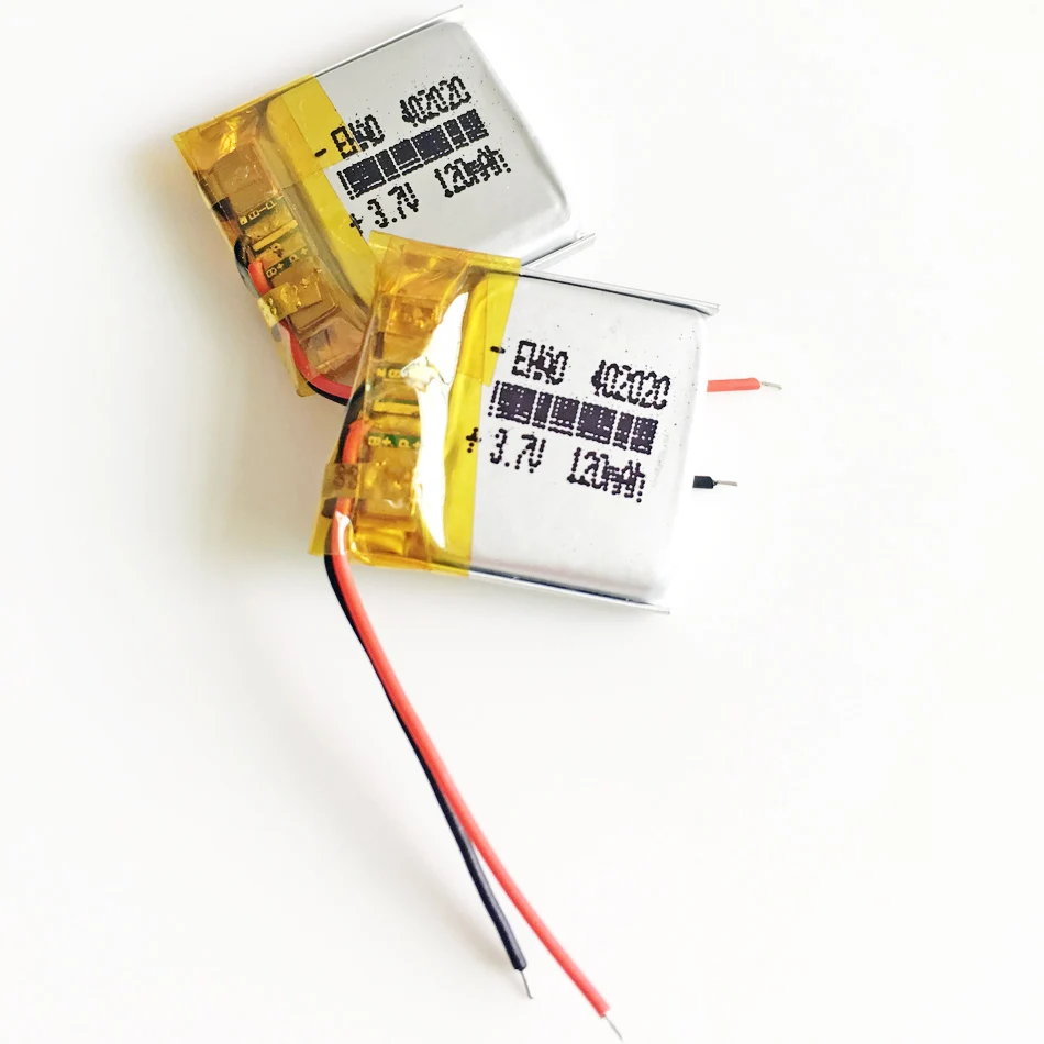 3,7 V 120mAh lipo перезаряжаемая батарея 402020 литий-полимерный литий-ионный аккумулятор для MP3 bluetooth часы MID гарнитура головные уборы ручка с камерой - Цвет: 2pcs