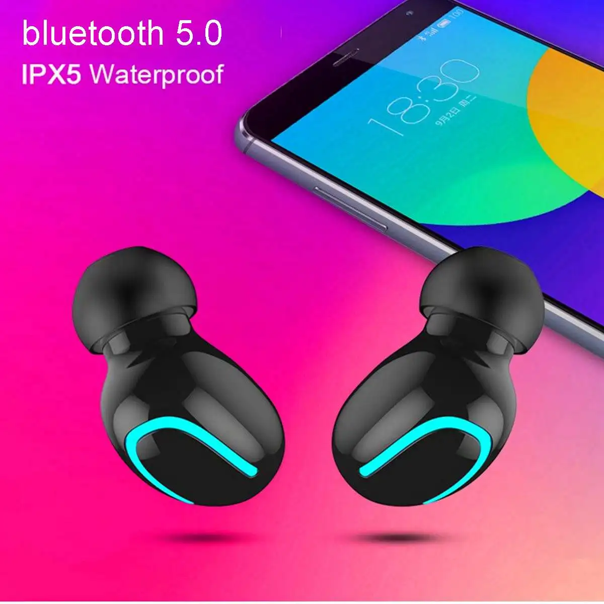 Mini bluetooth 5.0 Earphones TWS Wireless Stereo Headset Waterproof Sports In-Ear One/Dual Earbuds 1200/2200mAh Power Bank