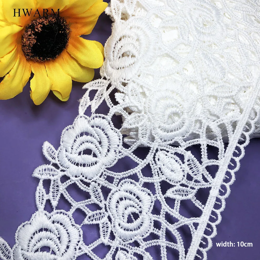 10yard 10cm Scraft Rose Lace Dress Sewing Trimming Diy Single Side Non Elastic Water Soluble Embroidery Milk Silk Bar Code