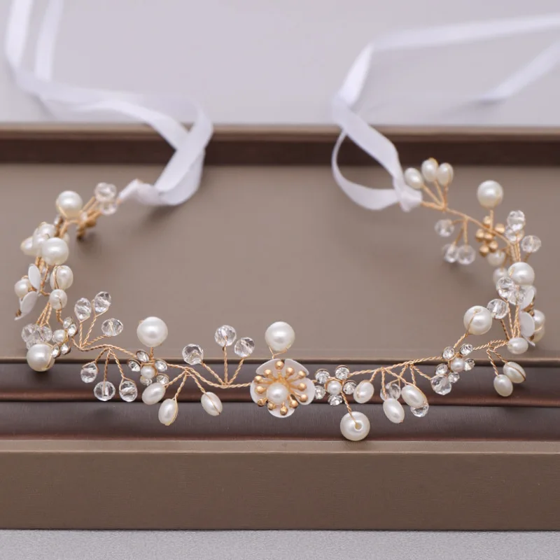 New High Grade Wedding Bridal Hair Accessories Handmade Shiny Rhinestone Flower Pearl Headband Bridal Wedding Headdress LL@17